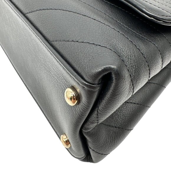 Chanel Chic Small Chevron Calfskin Leather Top Handle Crossbody Bag Black - Picture 8 of 11